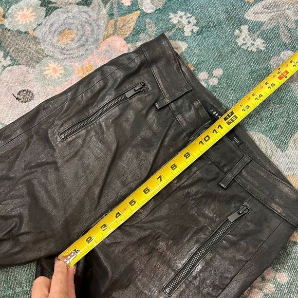 J Brand Jeans Womens 26 Black Dyed Stretch Lamb Leather Skinny High Rise Pants - Picture 11 of 16